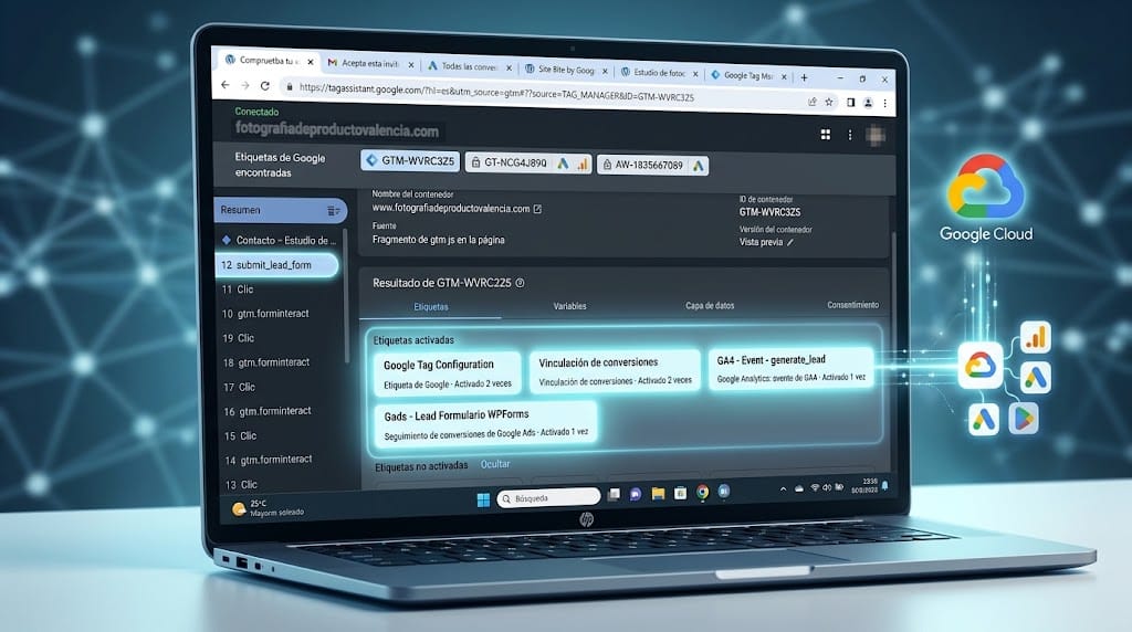 prueba en tiempo real en tag assistant